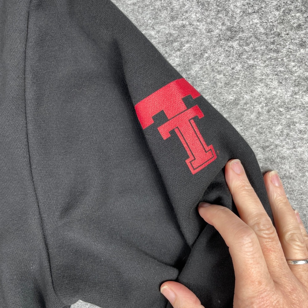 Texas Tech Hoodie Mens Medium Black Adidas Red Raiders Pullover Sweatshirt - Picture 5 of 12